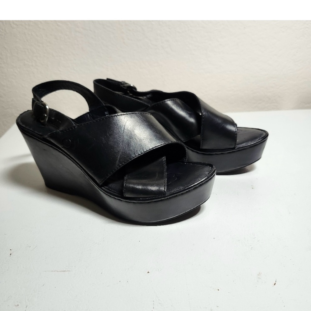 Born “Emmy” Black Wedge Sandals